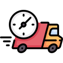 Delivery truck with clock symbol
